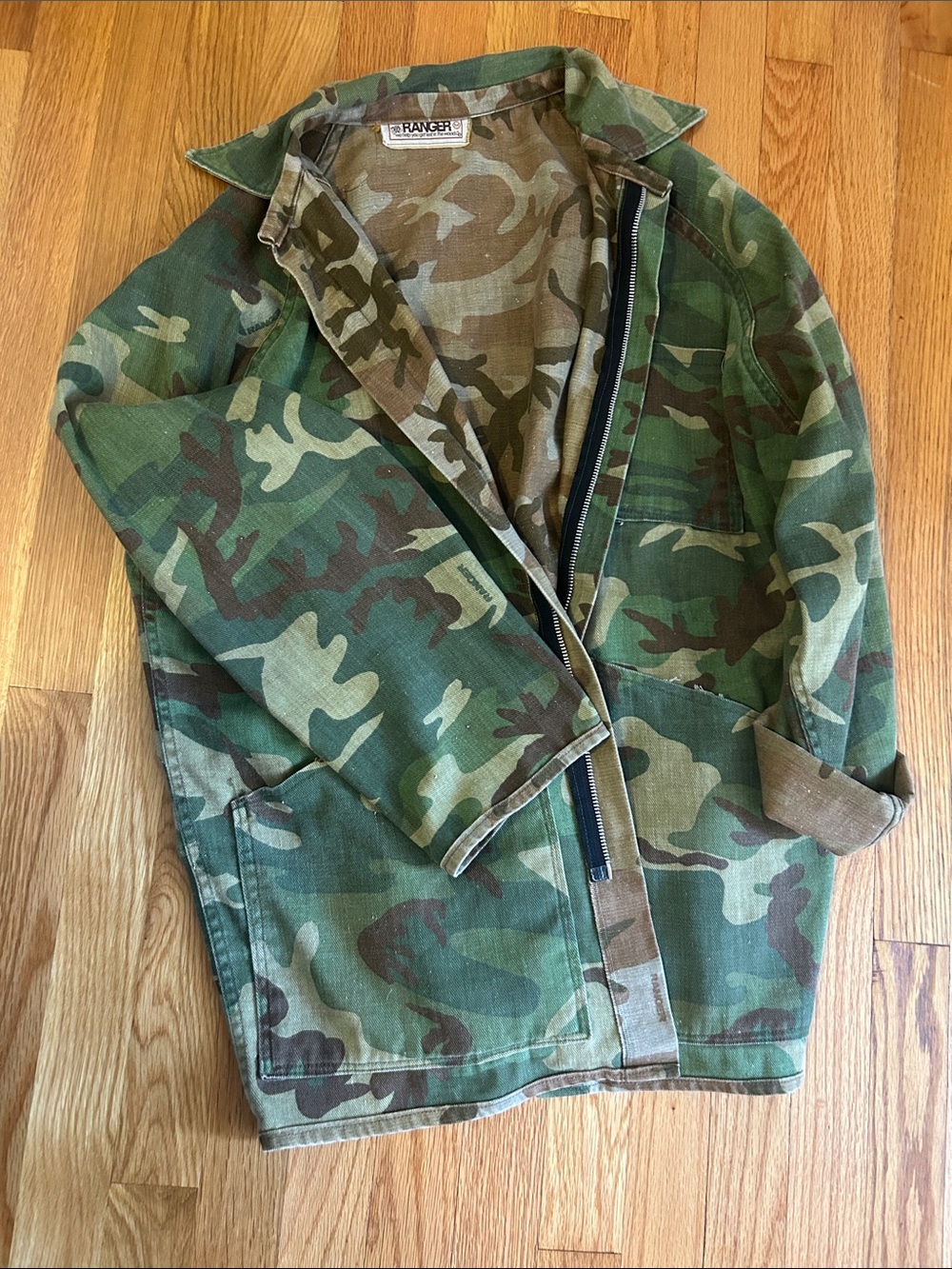 Ranger Military-Style Field Jacket in Green Camouflage